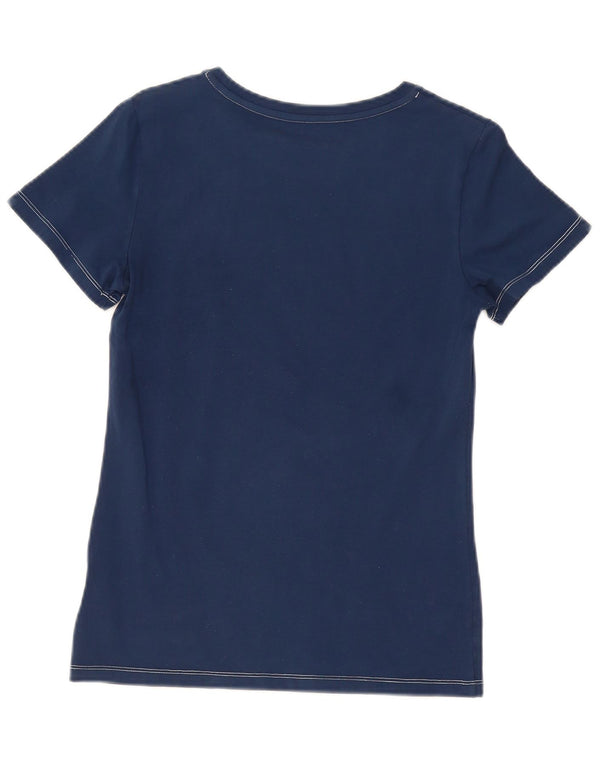 CALVIN KLEIN JEANS Womens Graphic T-Shirt Top UK 10 Small Navy Blue Cotton