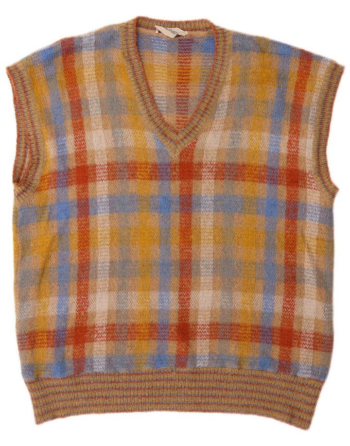 Vintage Mens Vest Tank Top Large Multicoloured Check