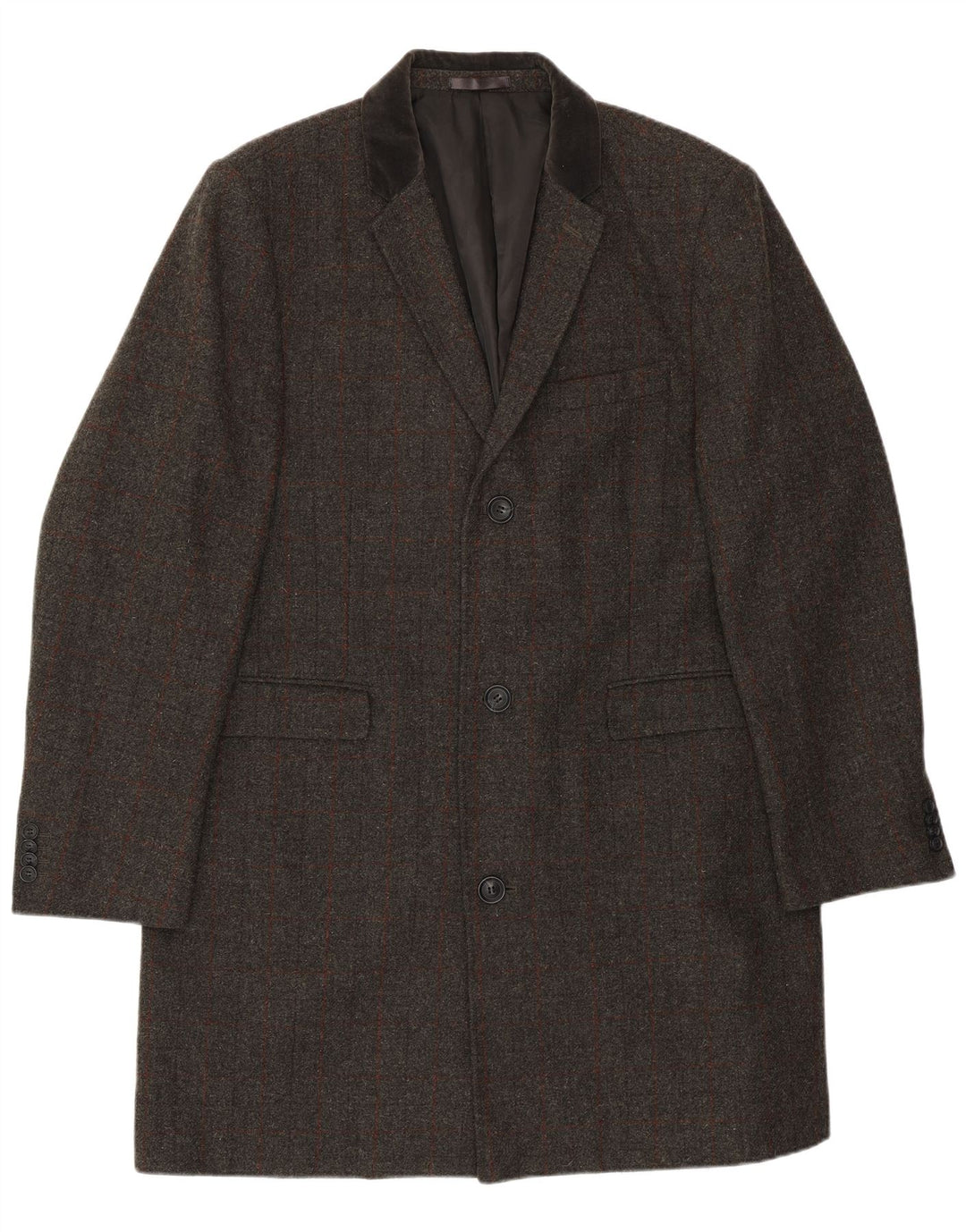 VINTAGE Mens Regular Longline 3 Button Blazer Jacket UK 46 3XL Grey Check