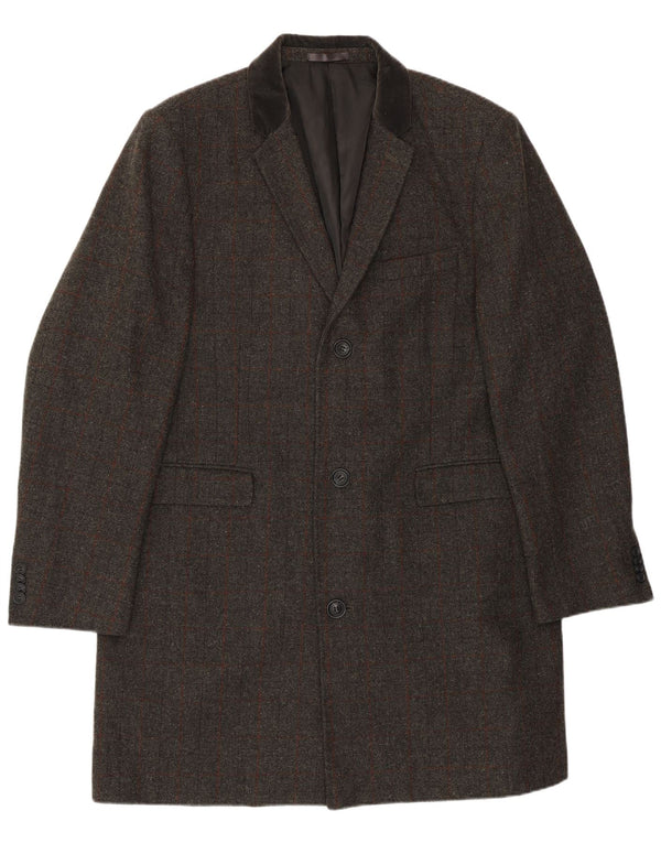 VINTAGE Mens Regular Longline 3 Button Blazer Jacket UK 46 3XL Grey Check