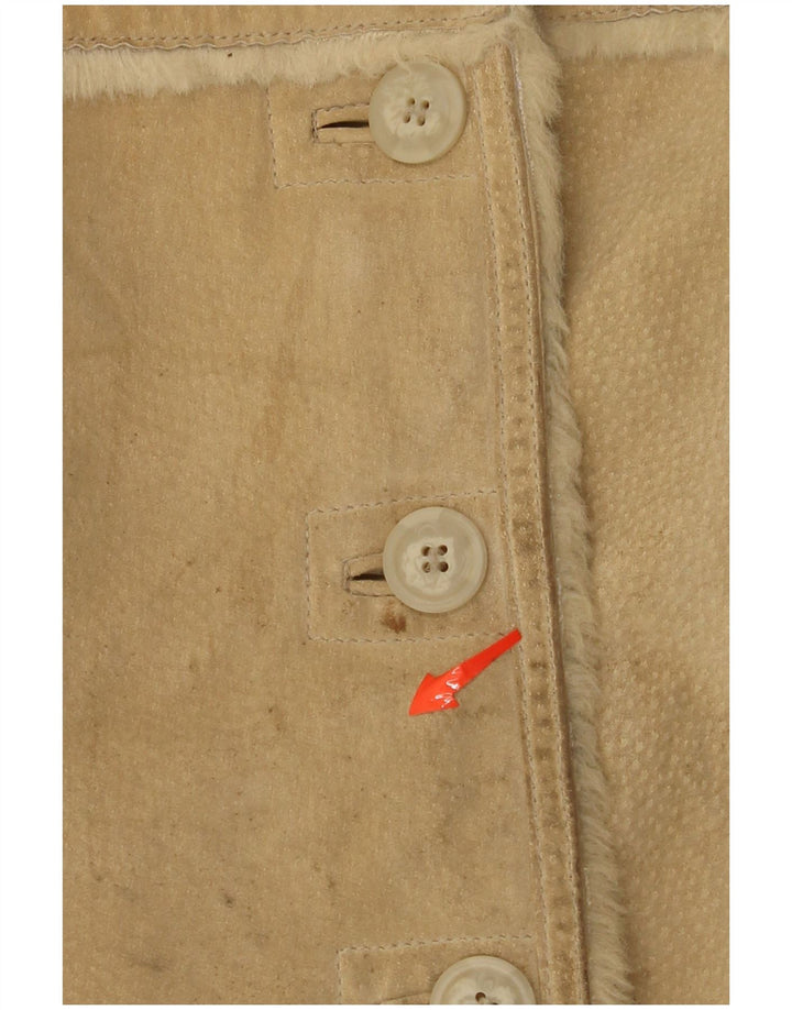 SAKI Womens Shearling Jacket EU 40 Medium Beige