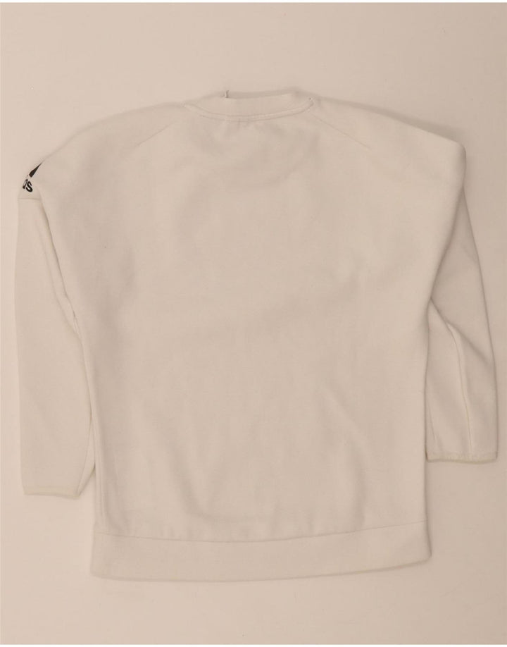 ADIDAS Womens Graphic Oversized Sweatshirt Jumper UK 8/10 Small White Vintage Adidas and Second-Hand Adidas from Messina Hembry 