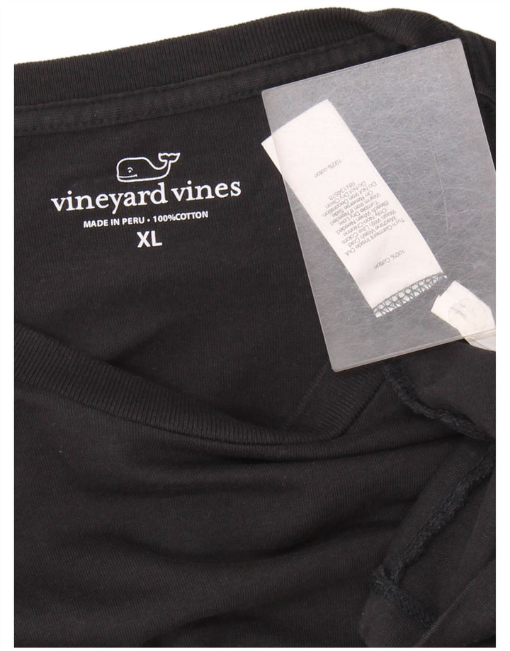 VINEYARD VINES Mens Graphic Top Long Sleeve XL Black Cotton