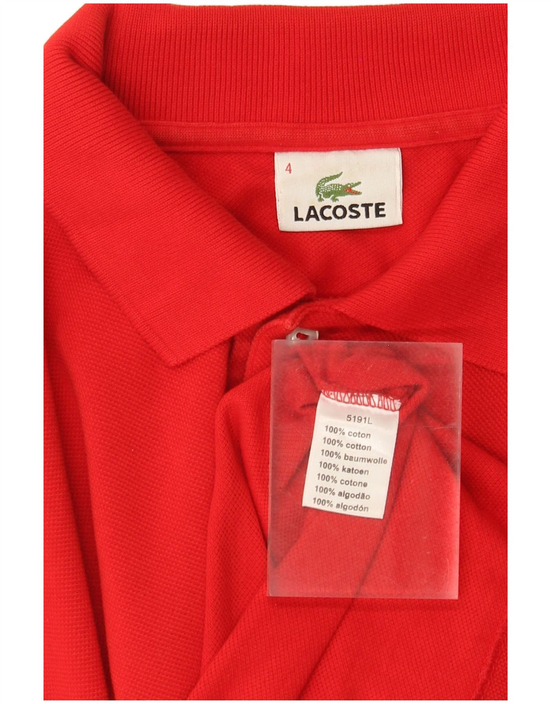 Lacoste Mens Polo Shirt Size 4 Medium Red Cotton