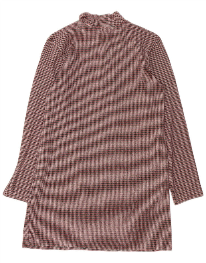 Zara Womens Long Sleeve Shift Dress UK 12 Medium Brown Houndstooth