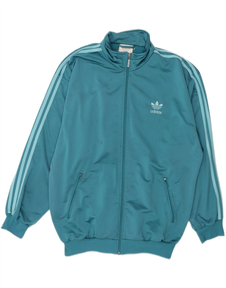 ADIDAS Mens Tracksuit Top Jacket UK 42/44 Large Blue Polyester