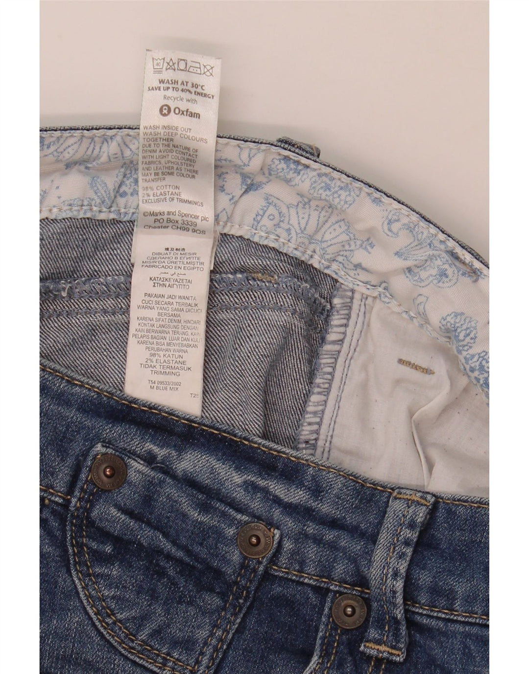Marks & Spencer Mens Denim Shorts UK 12 Medium W32 Blue Cotton