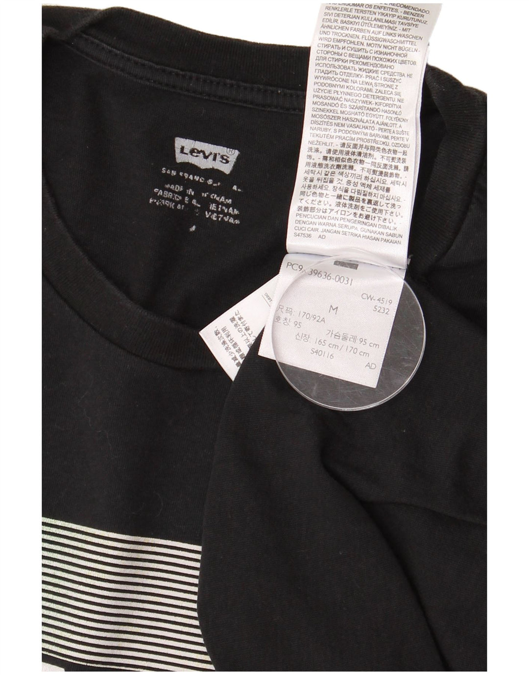 Levi's Mens Graphic T-Shirt Top Medium Black Cotton