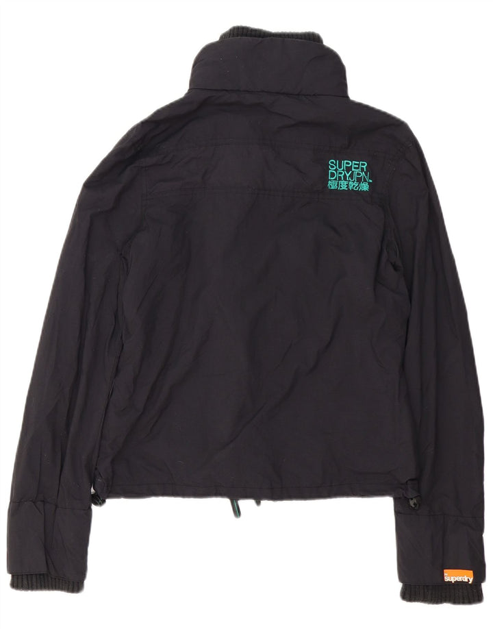 Superdry Womens Graphic Windbreaker Jacket UK 10 Small Black Polyester
