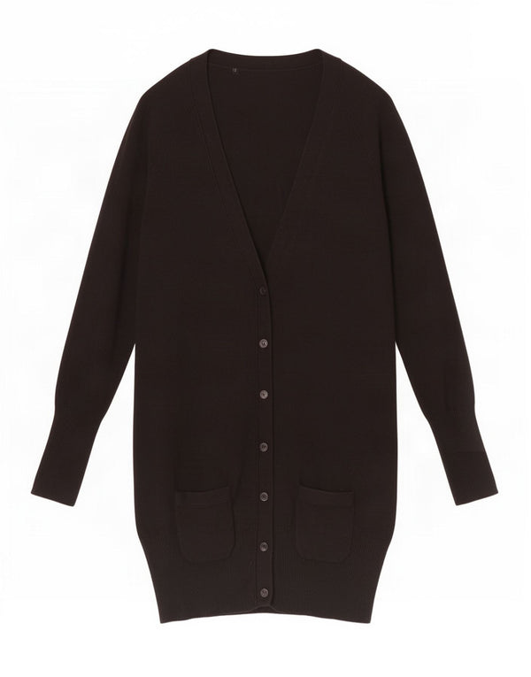 Zara Womens Longline Cardigan Sweater UK 12 Medium Black Cotton
