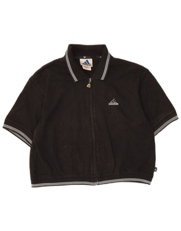 Adidas Womens Crop Short Sleeve Tracksuit Top Jacket UK 10 Small Black