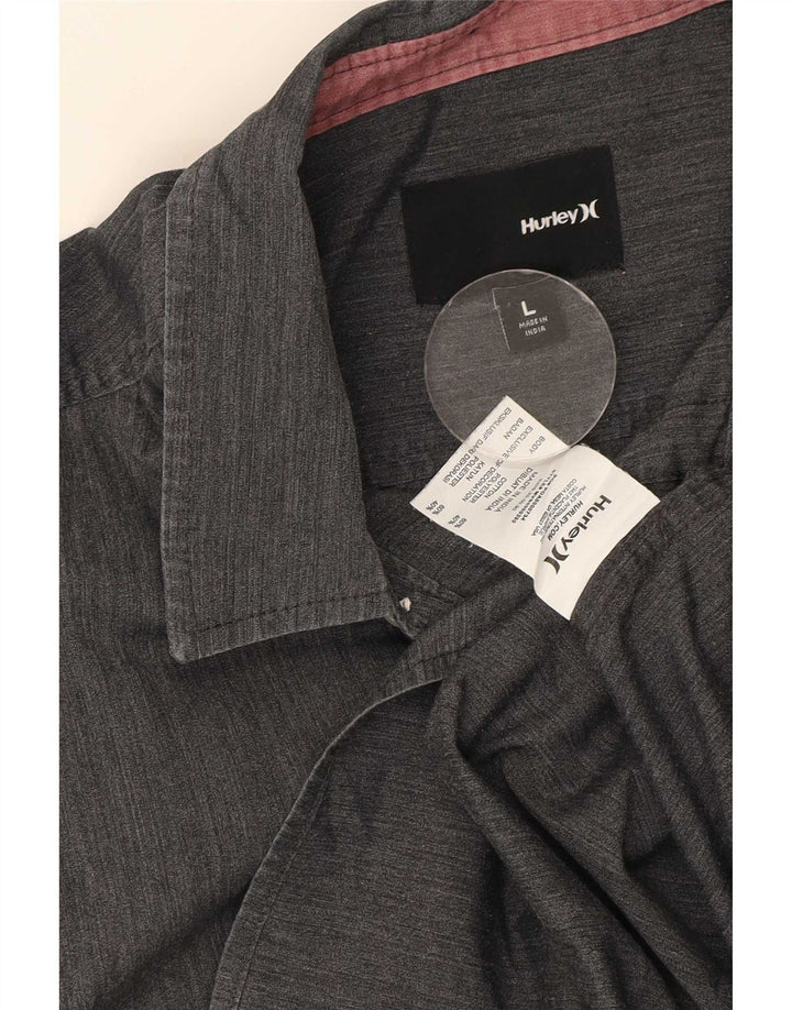 Hurley Mens Short Sleeve Shirt Large Grey Cotton