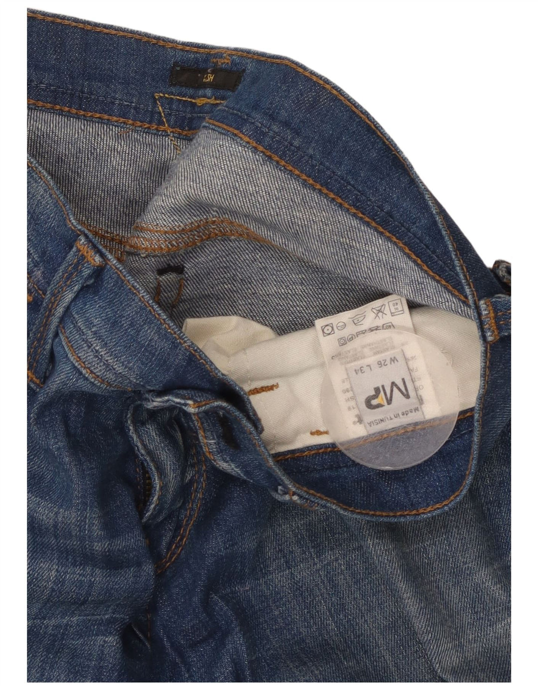 MELTIN' POT Womens Mesh Straight Jeans W26 L34 Blue Cotton