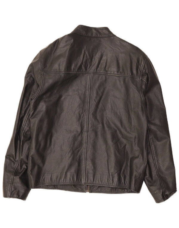 Lee Cooper Mens Leather Jacket UK 38 Medium Black Striped