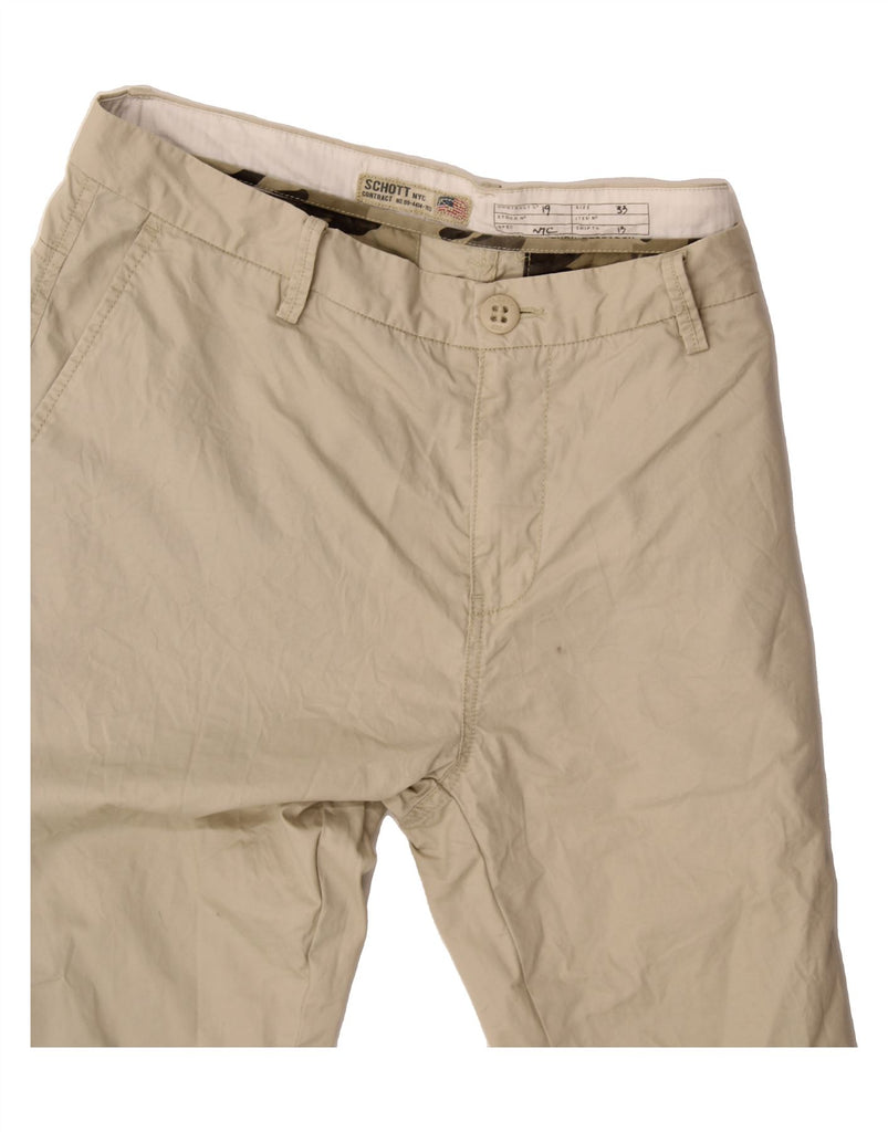 SCHOTT Mens Slim Chino Trousers W33 L32  Beige Cotton Vintage Schott and Second-Hand Schott from Messina Hembry 