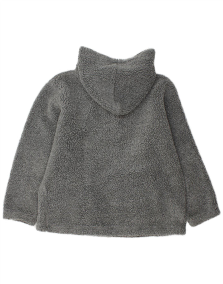 Fishbone Mens Hooded Zip Neck Fleece Jumper Large Grey Polyester