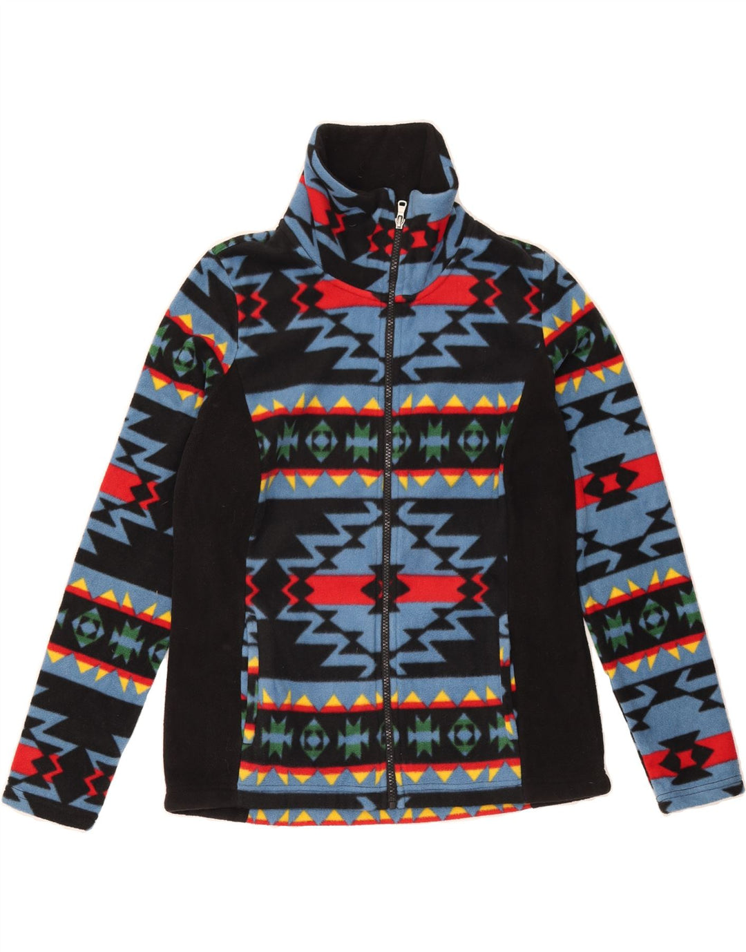 CHAPS Womens Fleece Jacket UK 14 Medium Navy Blue Fair Isle Polyester Vintage Chaps and Second-Hand Chaps from Messina Hembry 