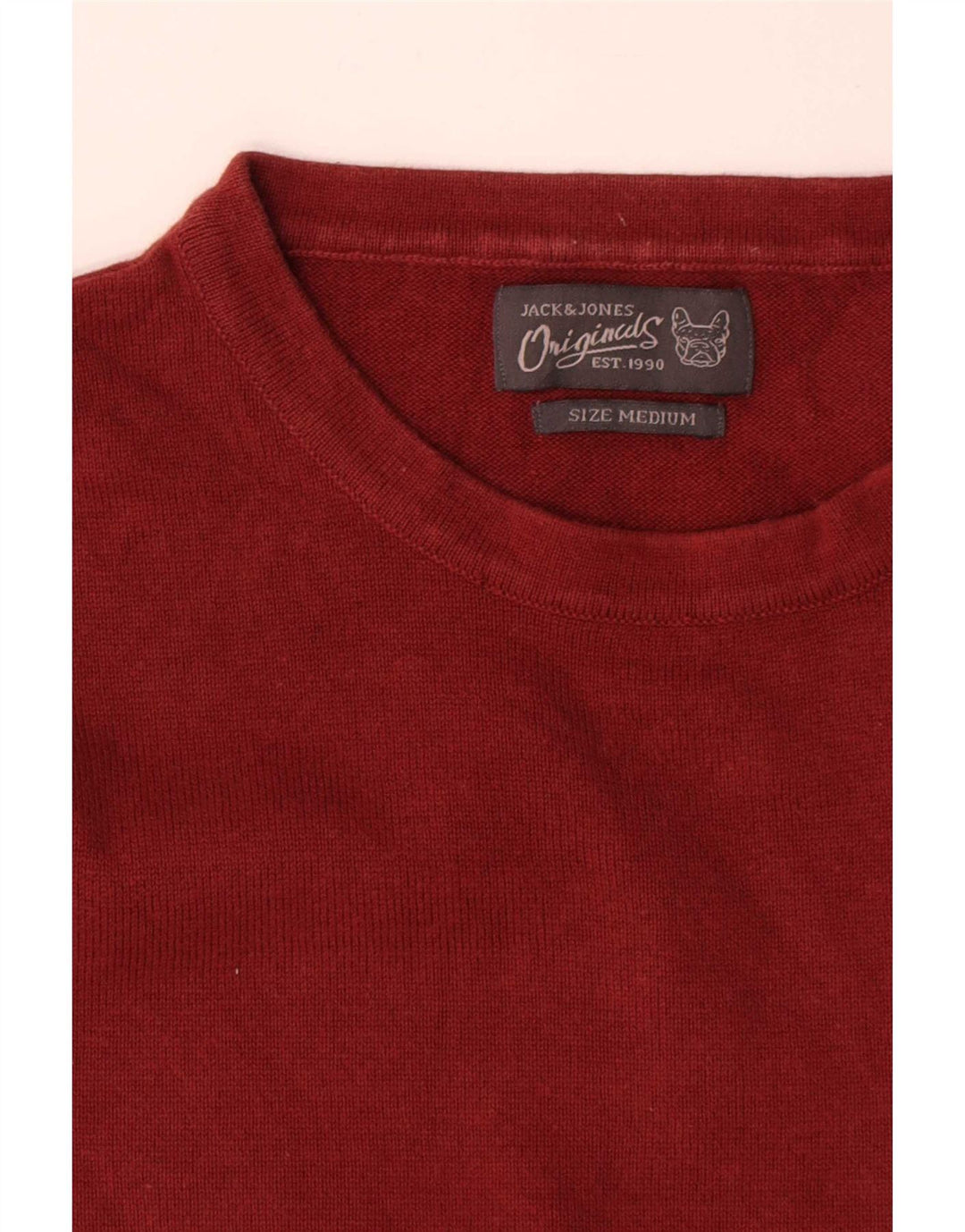 Jack & Jones Mens Crew Neck Jumper Sweater Medium Red Cotton