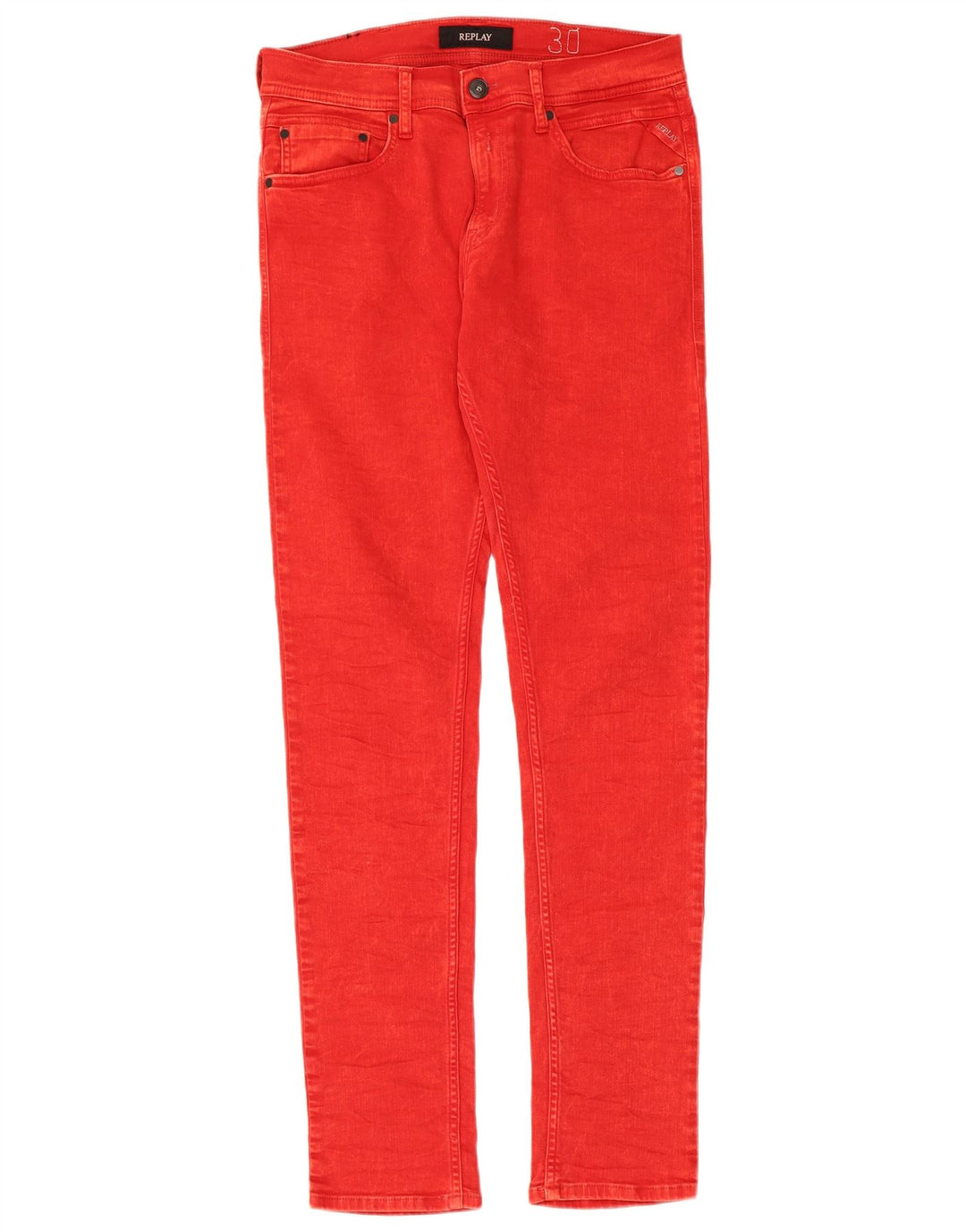 REPLAY Mens Skinny Jeans W30 L32 Red Cotton