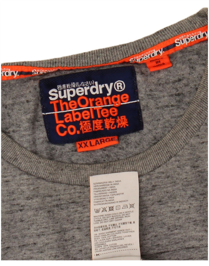 Superdry Mens Graphic T-Shirt Top 2XL Grey Flecked Cotton
