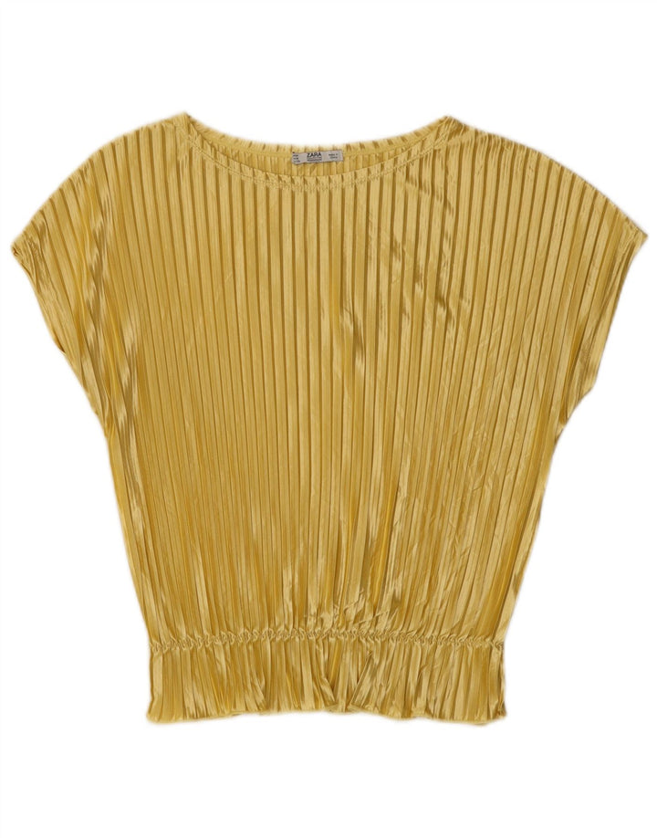 Zara Womens Blouse Top UK 12 Medium Yellow