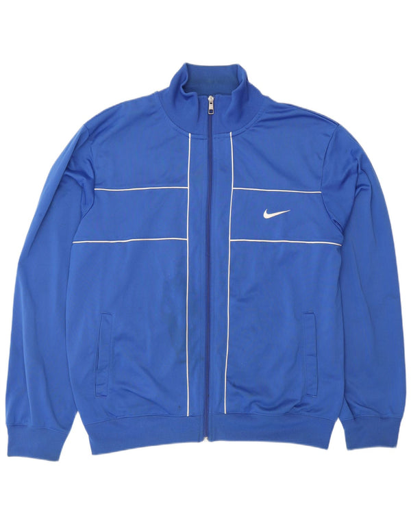 NIKE Mens Tracksuit Top Jacket Large Blue Polyester