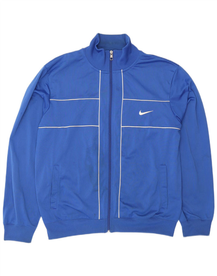 NIKE Mens Tracksuit Top Jacket Large Blue Polyester