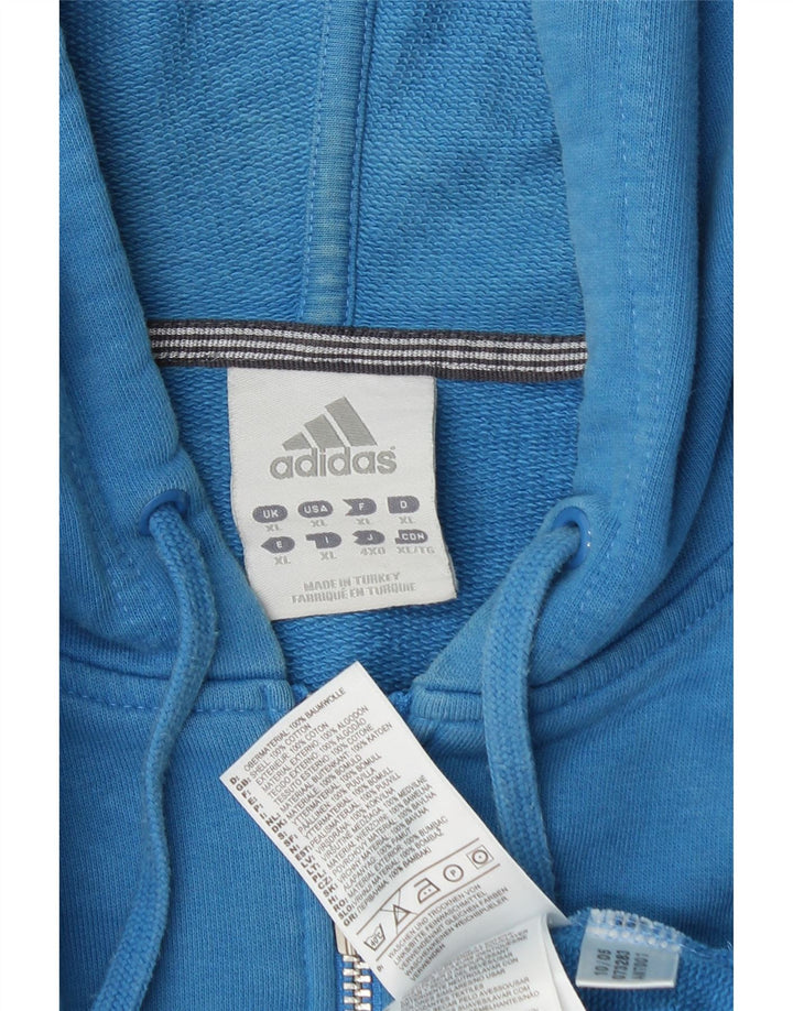 ADIDAS Mens Zip Hoodie Sweater XL Blue Cotton