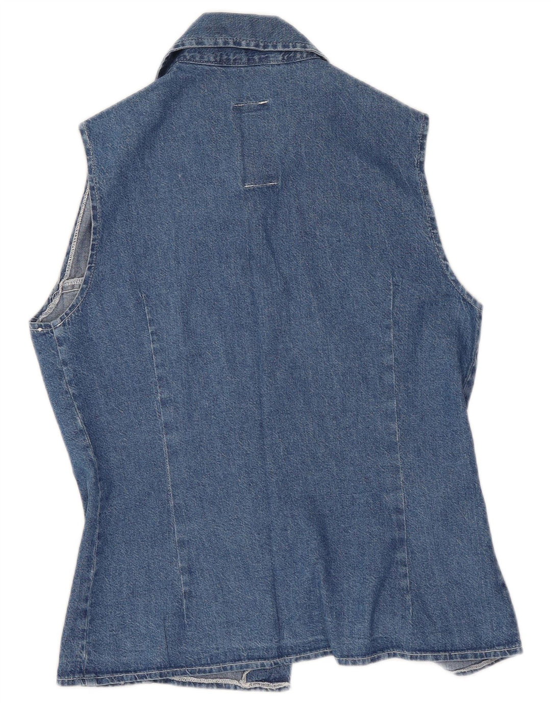 Vintage Womens Sleeveless Denim Shirt UK 10 Small Blue