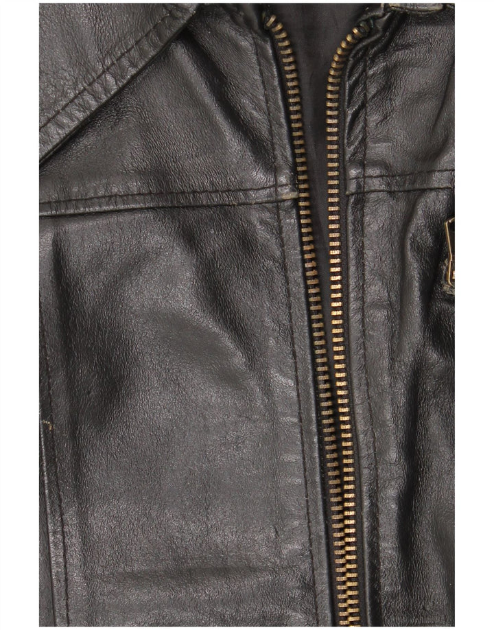 Vintage Womens Leather Jacket UK 18 XL Black Leather