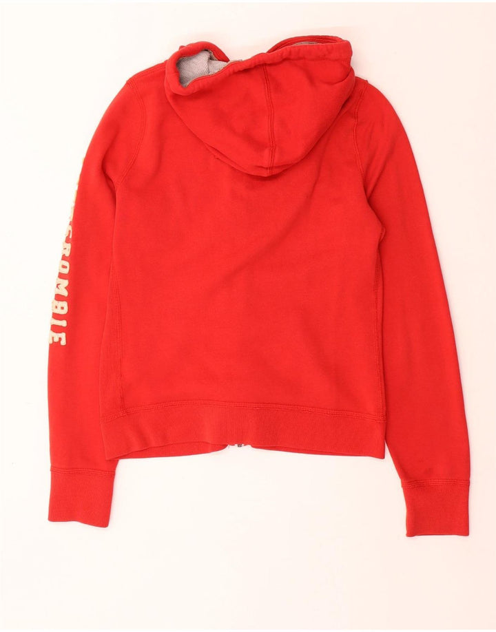 ABERCROMBIE & FITCH Womens Graphic Zip Hoodie Sweater UK 14 Large Red