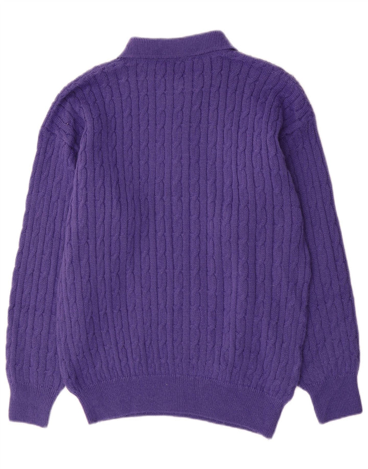 VINTAGE Mens Polo Neck Jumper Sweater Medium Purple Wool