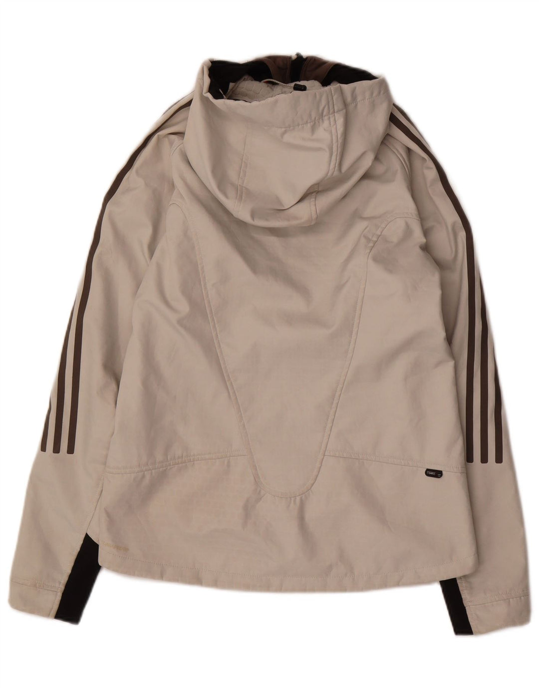 ADIDAS Womens Graphic Hooded Bomber Jacket UK 10 Small Off White Polyester