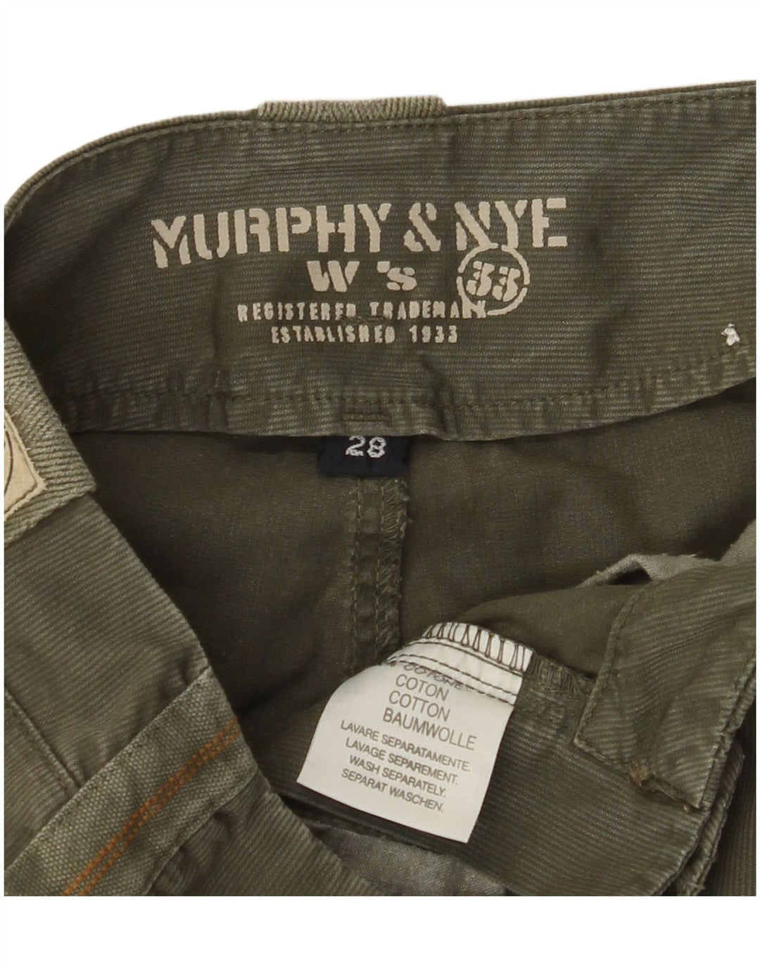 MURPHY & NYE Womens Straight Corduroy Trousers  W28 L23 Khaki Cotton