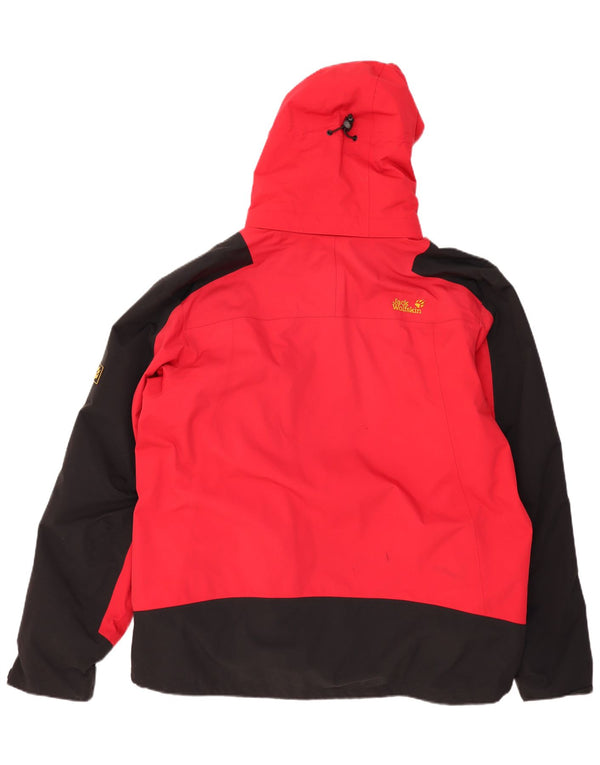 JACK WOLFSKIN Mens Hooded Windbreaker Jacket UK 48 4XL Red Colourblock