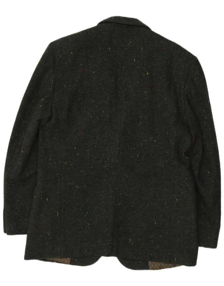 Benetton Mens 2 Button Blazer Jacket IT 50 Large Green Flecked Wool