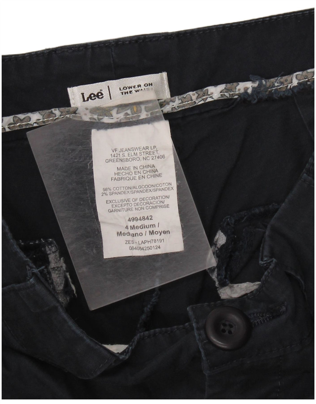 Lee Womens Low Waist Capri Trousers US 4 Small W28 L20 Navy Blue Cotton