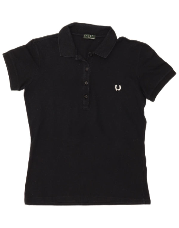 FRED PERRY Womens Polo Shirt UK 16 Large Black Cotton