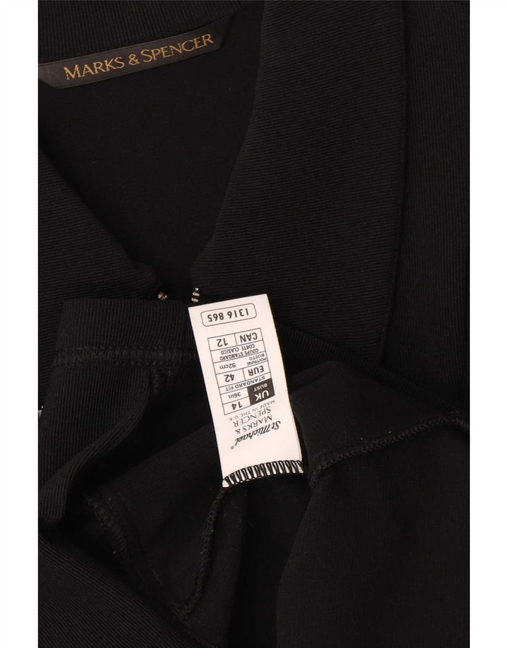 Marks & Spencer Womens Full Zip Blazer Jacket UK 14 Medium Black Nylon