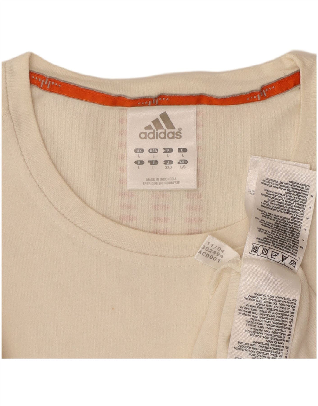 ADIDAS Mens Graphic T-Shirt Top Large Off White Cotton
