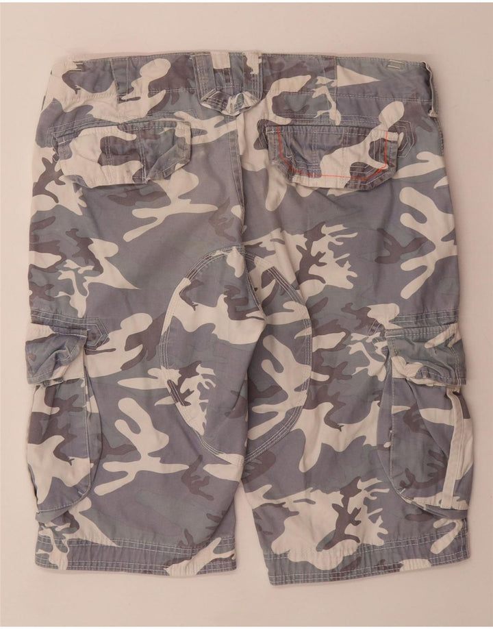 SUPERDRY Mens Cargo Shorts Small W32 Grey Camouflage Cotton