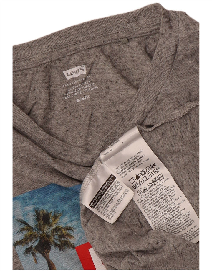 Levi's Womens Graphic T-Shirt Top UK 14 Medium Grey Flecked Cotton