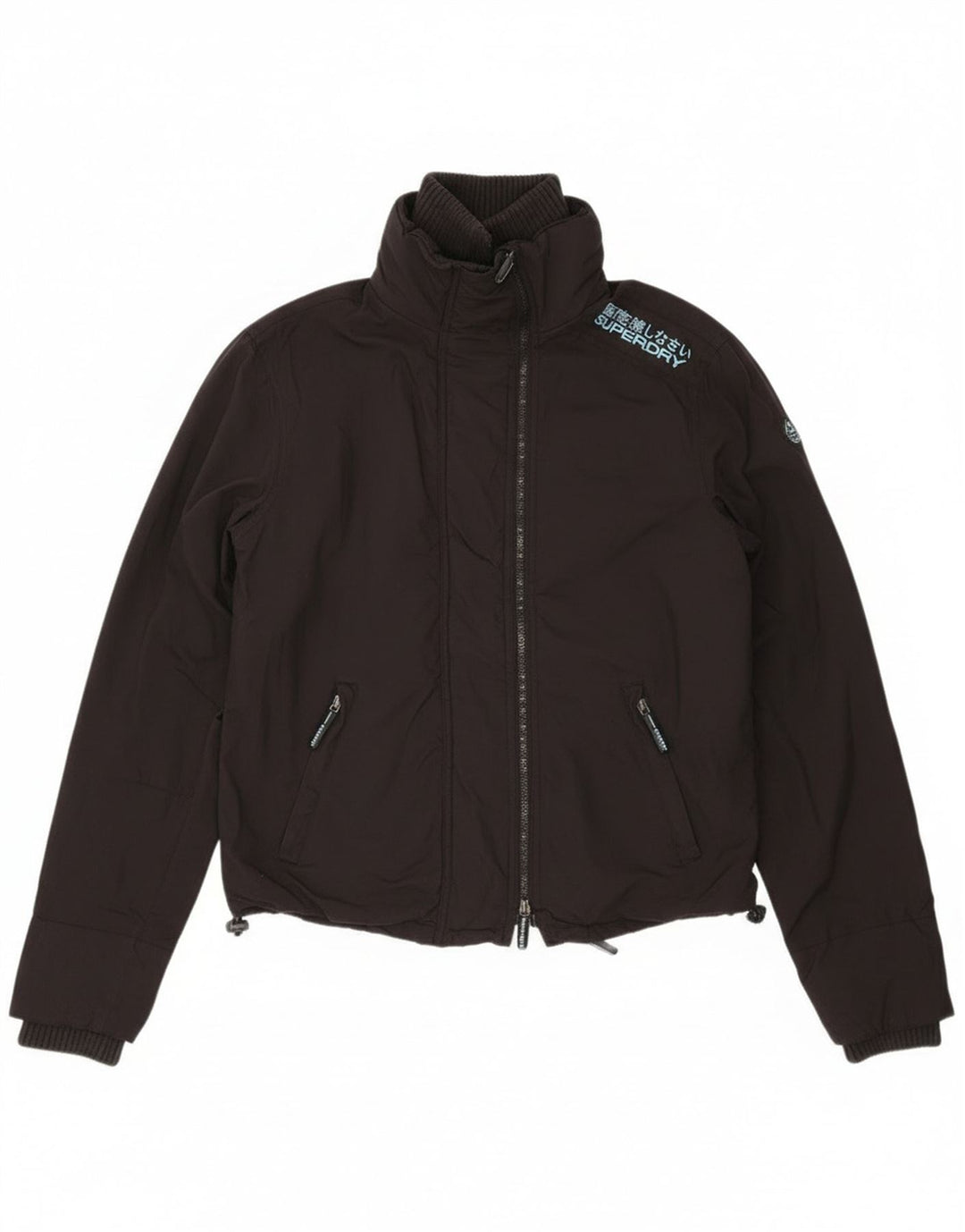 Superdry Womens Graphic Rain Jacket UK 14 Medium Black Nylon