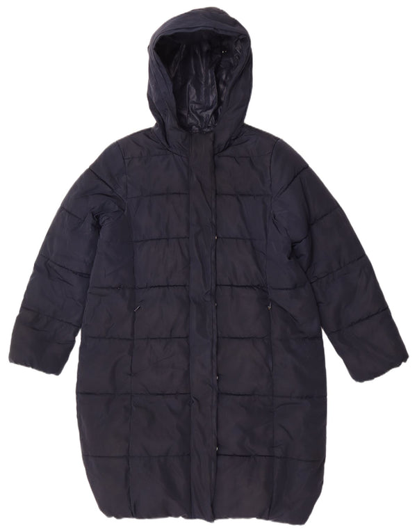 Marks & Spencer Girls Hooded Padded Coat 11-12 Years Navy Blue Polyester