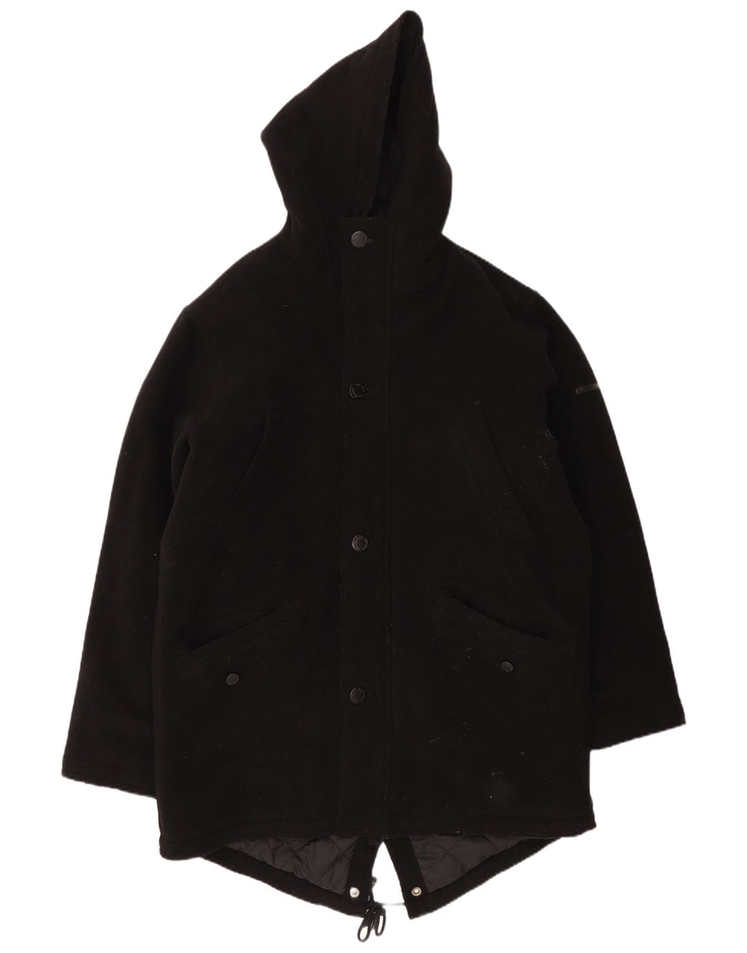 Ben Sherman Mens Hooded Parka Jacket UK 40 Large Black Wool