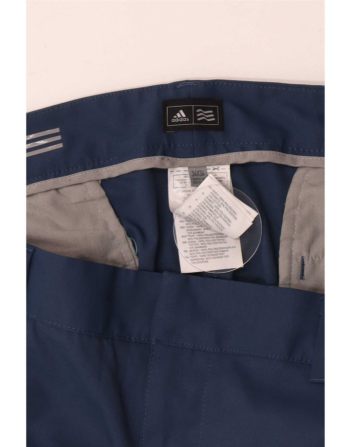 Adidas Mens Straight Chino Trousers W34 L34 Blue Polyester