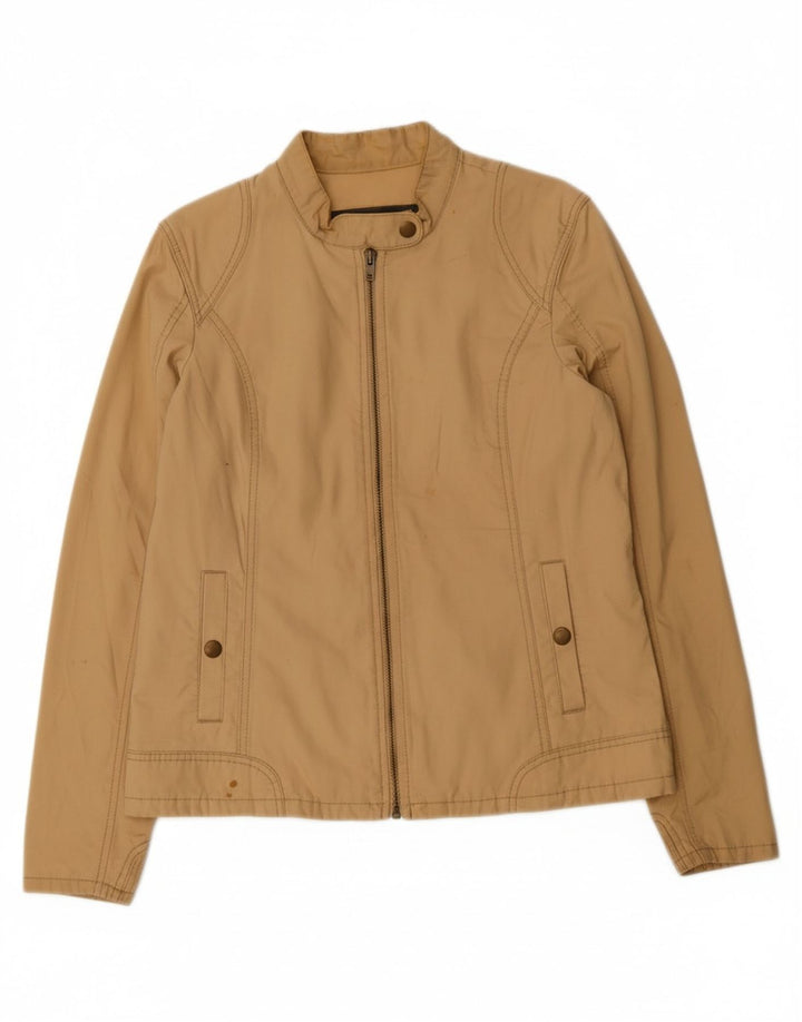 EDDIE BAUER Womens Seattle Bomber Jacket UK 16 Large Beige Cotton