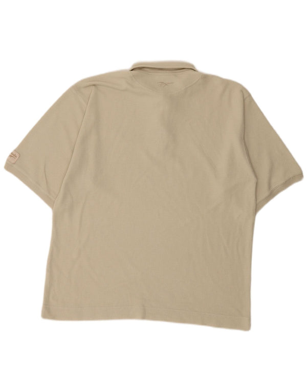Reebok Mens Polo Shirt Large Beige Cotton