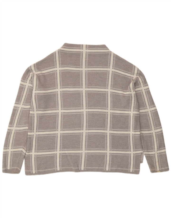 Marks & Spencer Womens Crew Neck Jumper Sweater UK 16 Large Grey Check