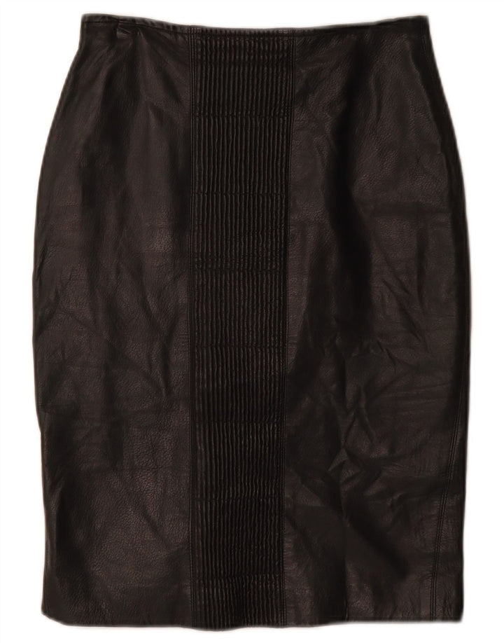 VINTAGE Womens Leather Skirt W26 Small  Black